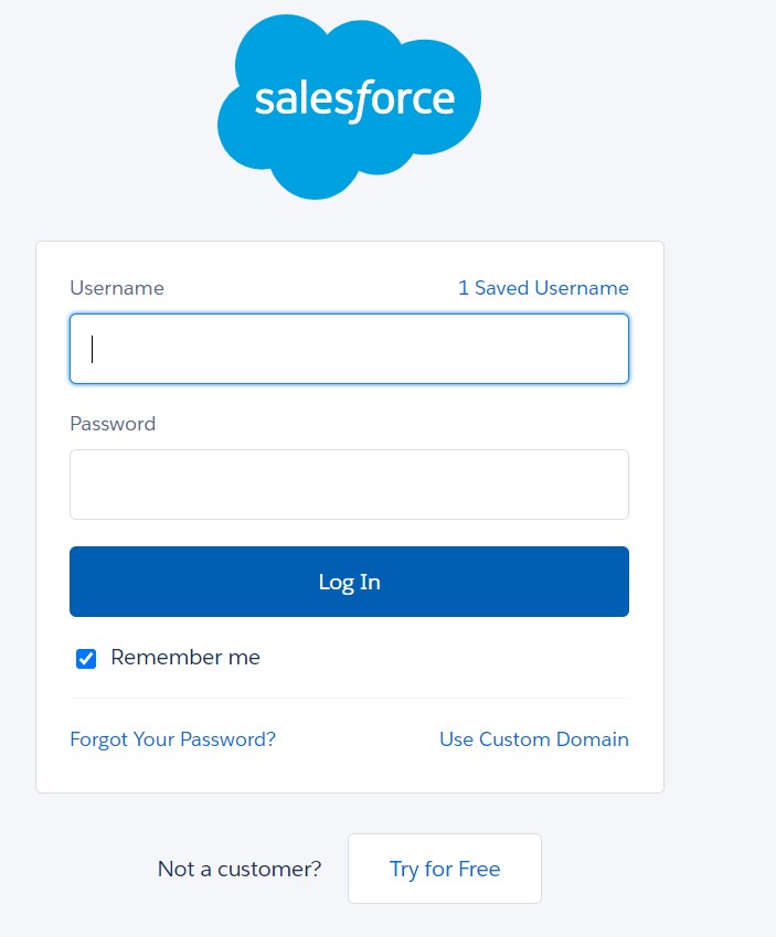 Benutzername und Passwort von Salesforce. 