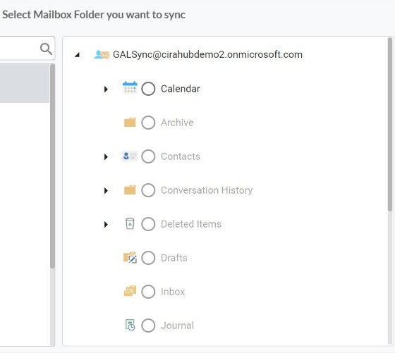 Select Mailboc Folder you want to Sync
