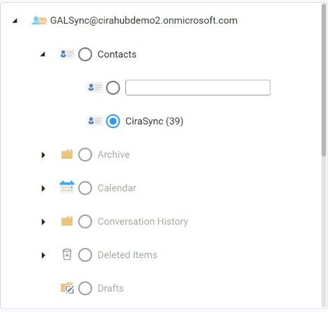 Choose a User Mailbox to use as the sync source.