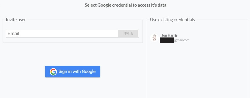 Sélectionnez les informations d'identification Google