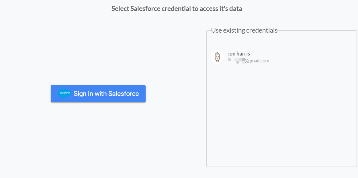 Inicie sesión con Salesforce para añadir su cuenta al centro