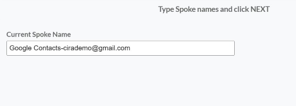 Type in spoke names and click next