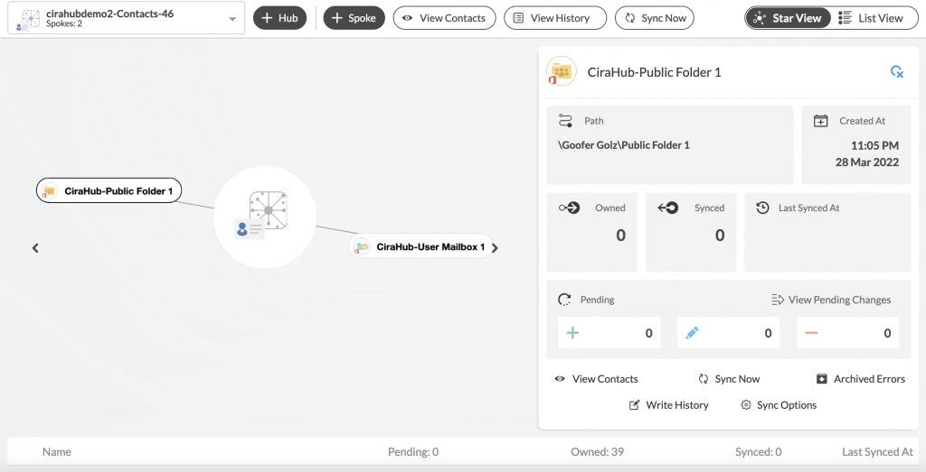 Two Way Sync Microsoft 365 Mailbox Contacts Public Folder - CiraHub Dashboard