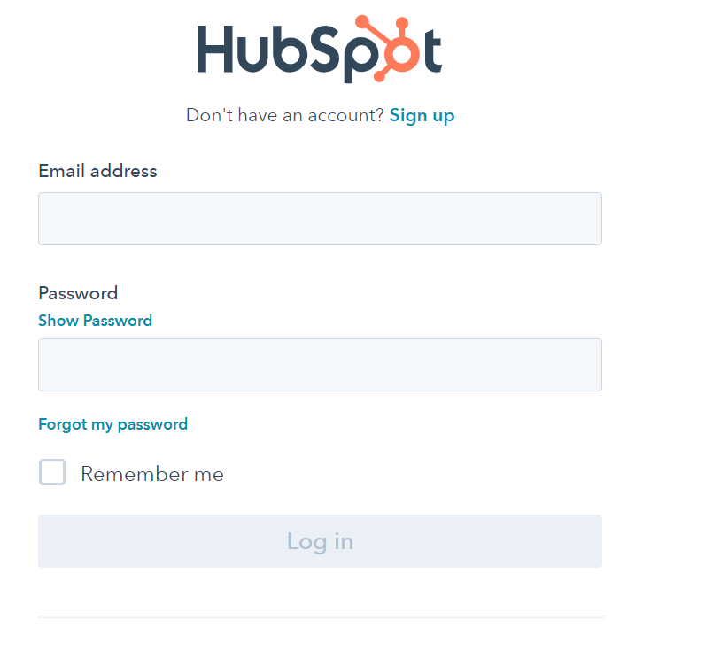 Sign in with Hubspot
