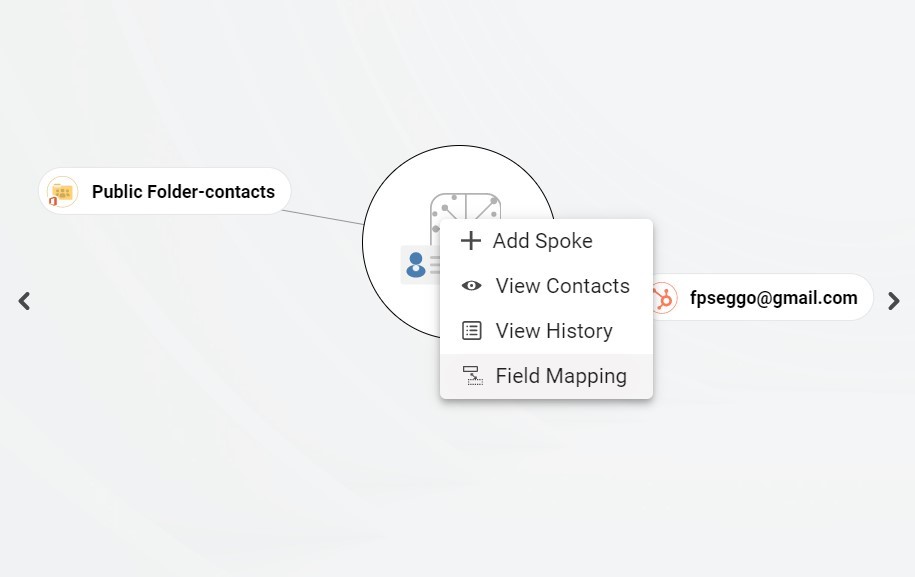 Haga clic con el botón derecho del ratón en el Centro para acceder a la configuración del mapeo de campos.