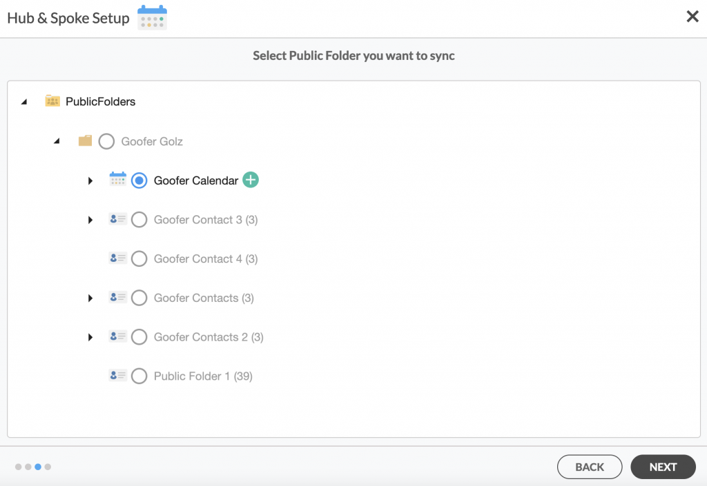 Choosing a Public Folder Calendar