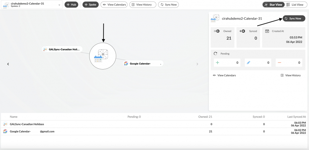 Activar la sincronización bidireccional en el panel de control de CiraHub