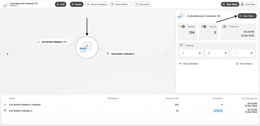 Synchronisation des calendriers sur le tableau de bord de CiraHub