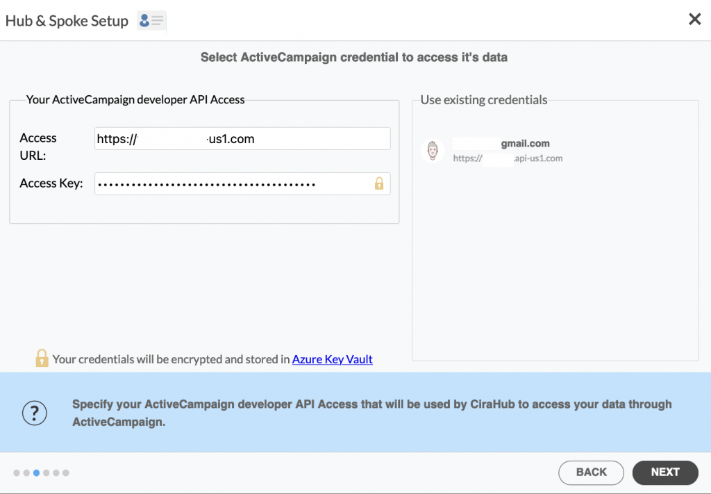 Geben Sie Ihre ActiveCampaign Access URL