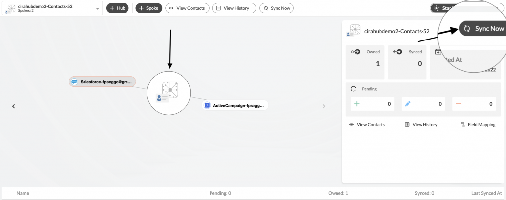 Synchronisierung auf CiraHub Dashboard 