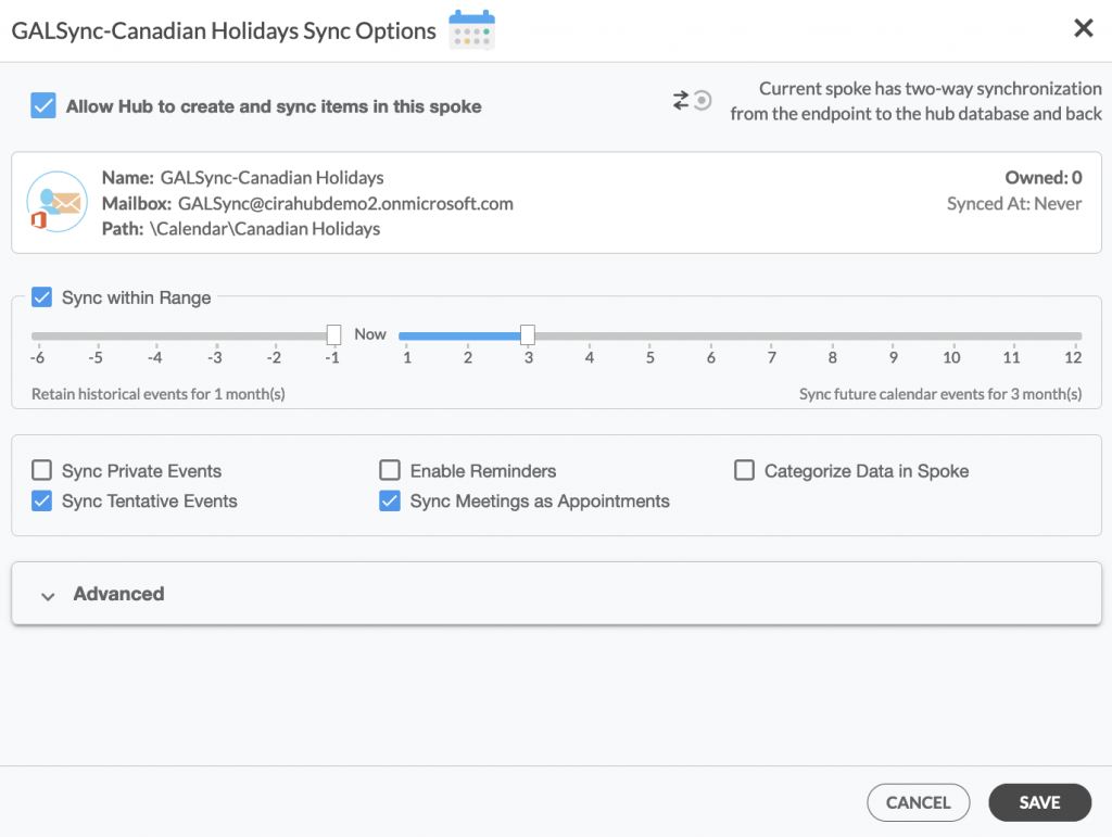 Modifying Sync Options For Each Spoke