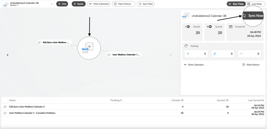 Synchronisation bidirectionnelle sur le tableau de bord CiraHub