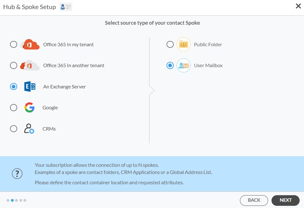 Sélectionnez la boîte aux lettres utilisateur pour Exchange Server