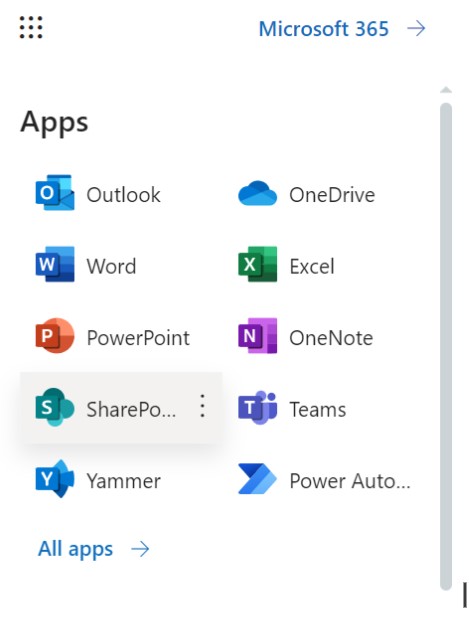 open sharepoint site