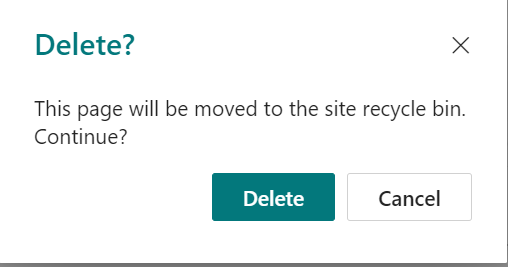 A confirmation dialog box will appear asking if you want to delete the page
