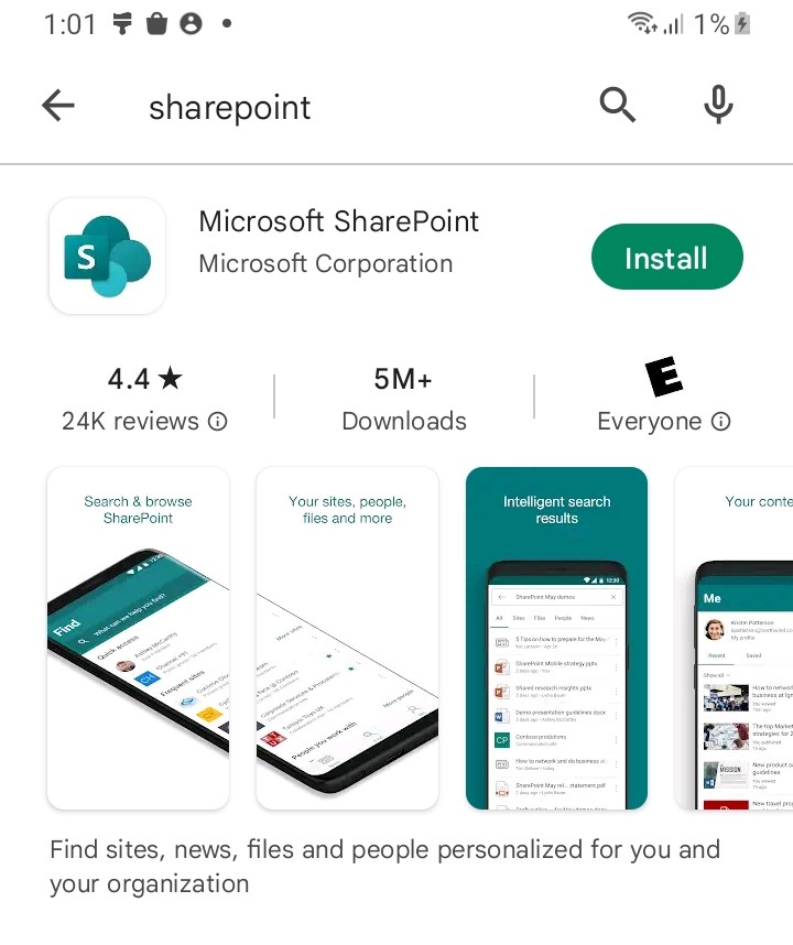 Abra SharePoint en su dispositivo Android.