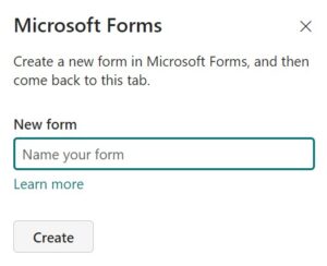 Click Create to Create a SharePoint Form