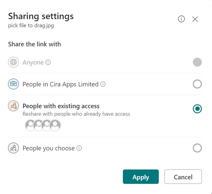 Share settings