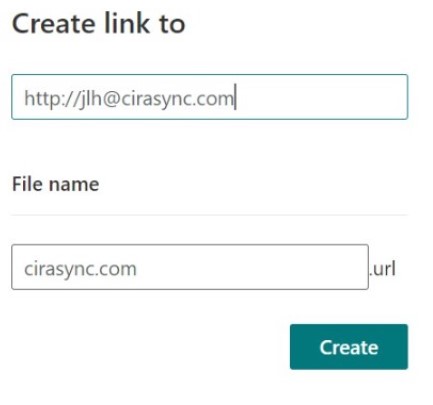 Enter a name for the link in file name field