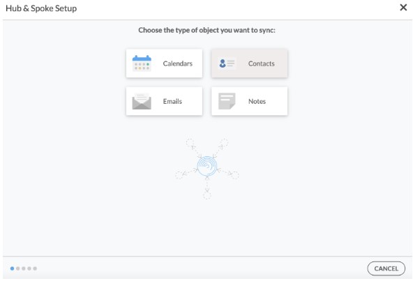 Log in to CiraHub and select contacts as the object to sync