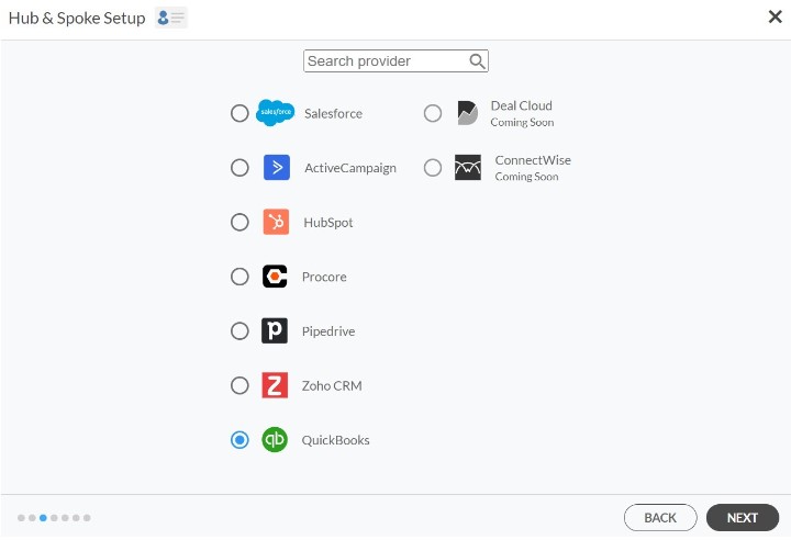 Select QuickBooks as Contact Spoke