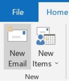 haga clic en nuevo correo electrónico en la pestaña de inicio