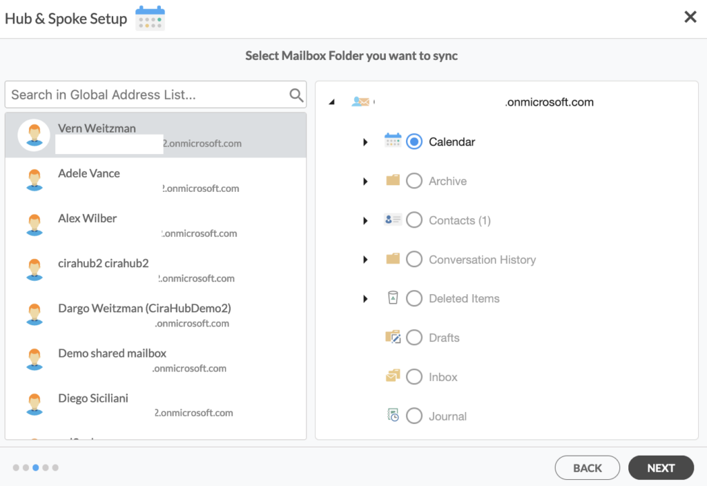 Select the Mailbox folder you want to sync