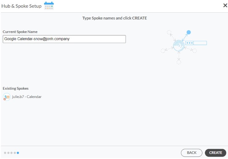 escriba un nombre de conector para su calendario y haga clic en crear