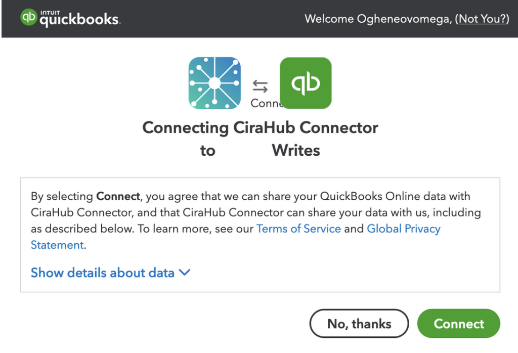 Conectar CiraHub a QuickBooks