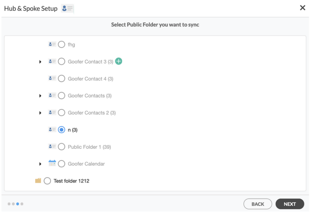 Select the Public Folder you want to sync