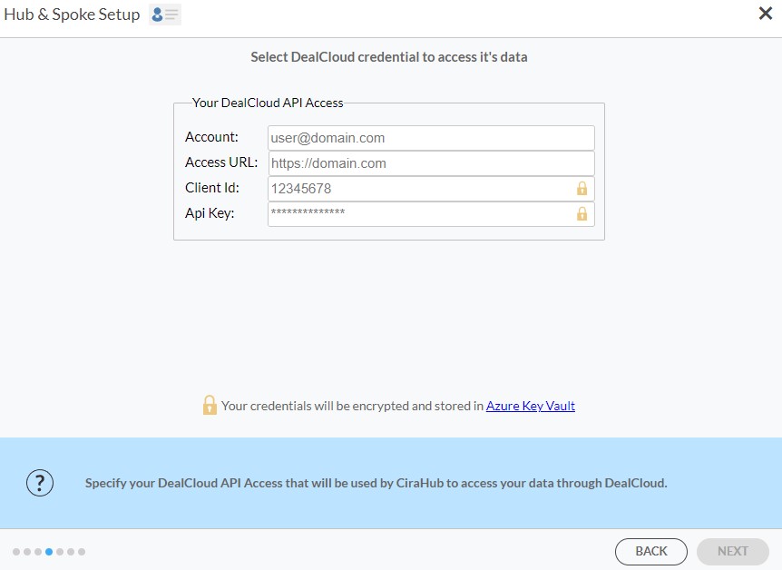 Seleccione la credencial DealCloud para acceder a sus datos